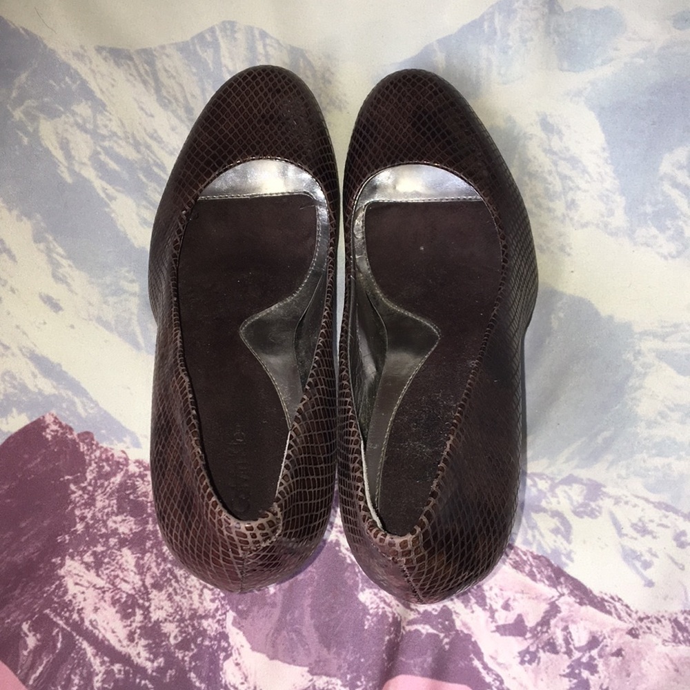 Calvin Klein Faux Brown Snakeskin Pumps - Picture 6 of 6